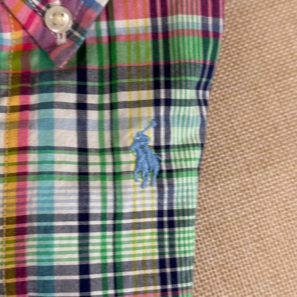 Ralph Lauren Baby Boys Multi Color Plaid Natural Stretch Button Down Shirt 9M